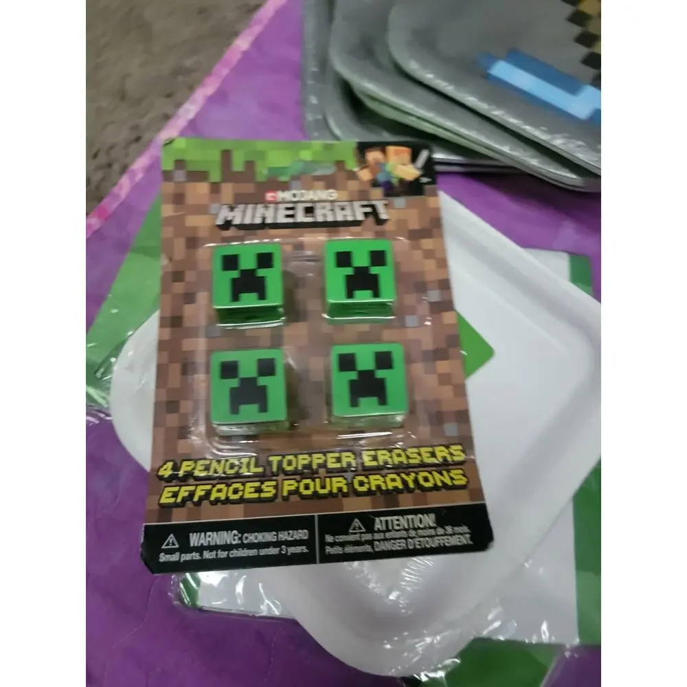 Minecraft Party Supplies Lot Unique 5 Pks Sq Plates 8ct & 4 Pk Napkins 16ct New